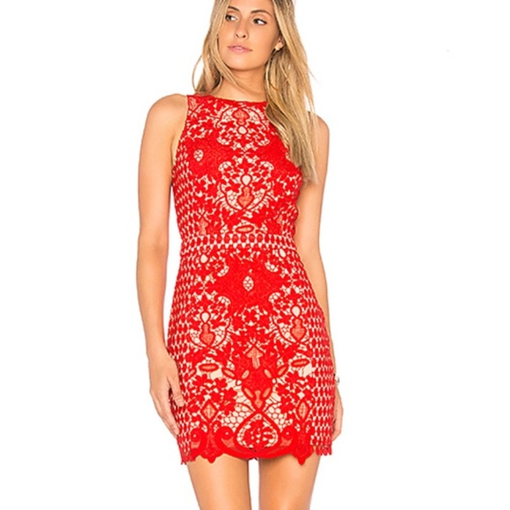 ENDLESS ROSE floral lace overlay dress